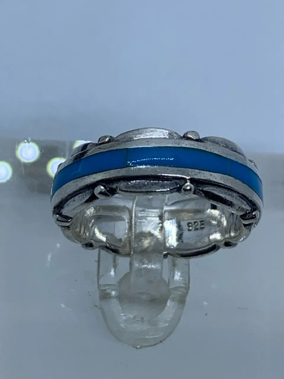 Anel de Prata com design Azul turquesa - Foto 5
