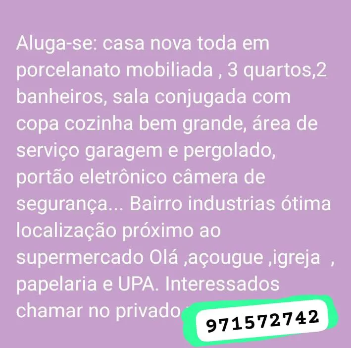 Aluga-se casa nova ótima localização