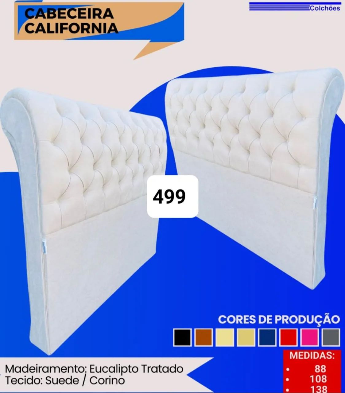 Cabeceira California Suede/Corino