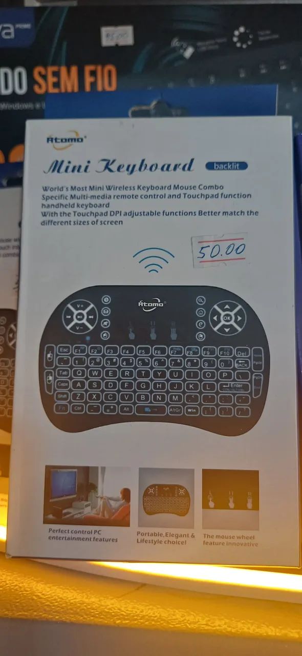 Mini Teclado Wireless Atomo Backlit - Controle Total!