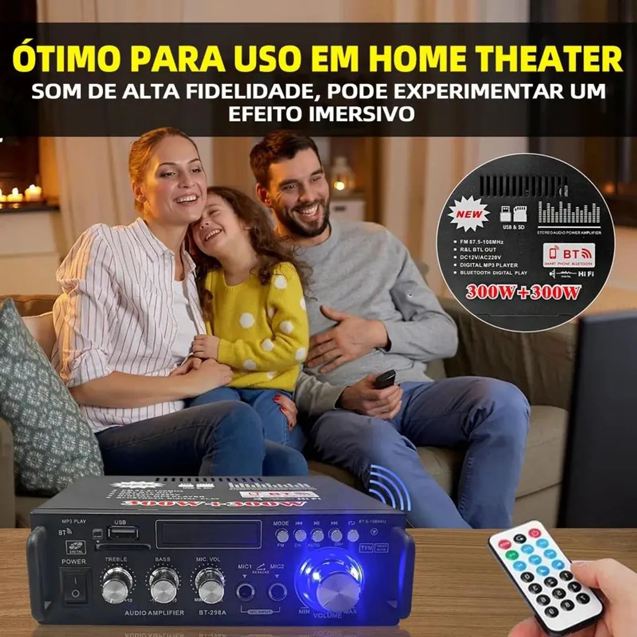 Amplificador Bluetooth 600w bass usb  - Foto 6