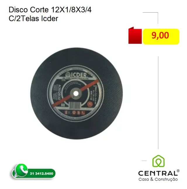 Disco Corte 12X1/8X3/4 C/2Telas Icder