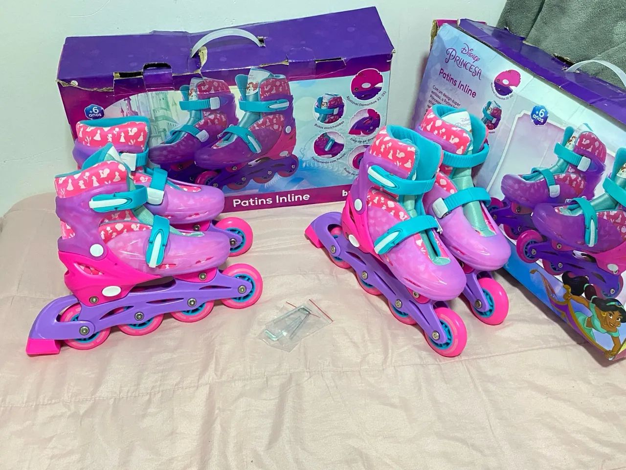 Patins Inline Infantil - Princesa - Rosa e Lilás - Foto 6