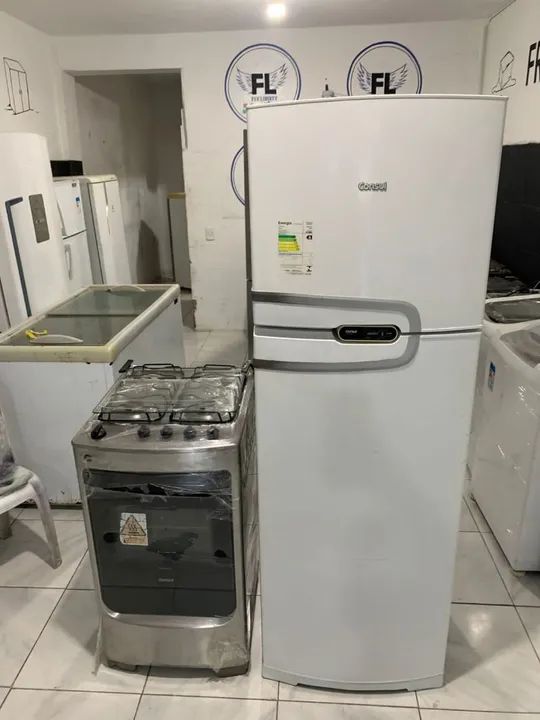 KIT GELADEIRA CONSUL DUPLEX FROOS FREE FOGÃO 4 BOCAS