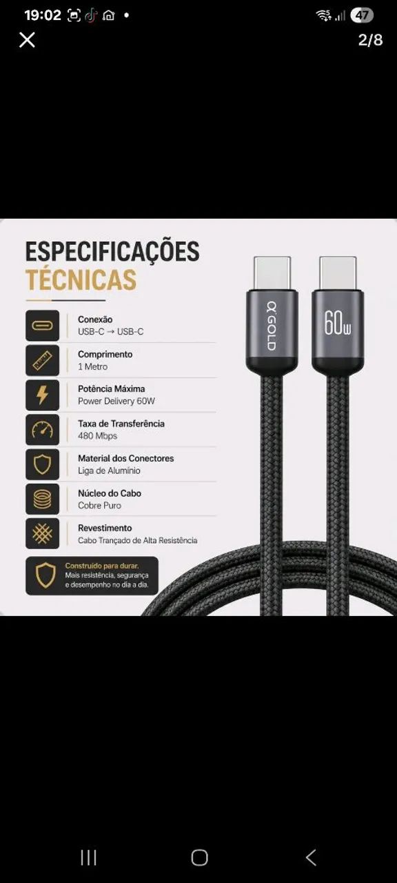 Cabo tipo C de nylon - Foto 4