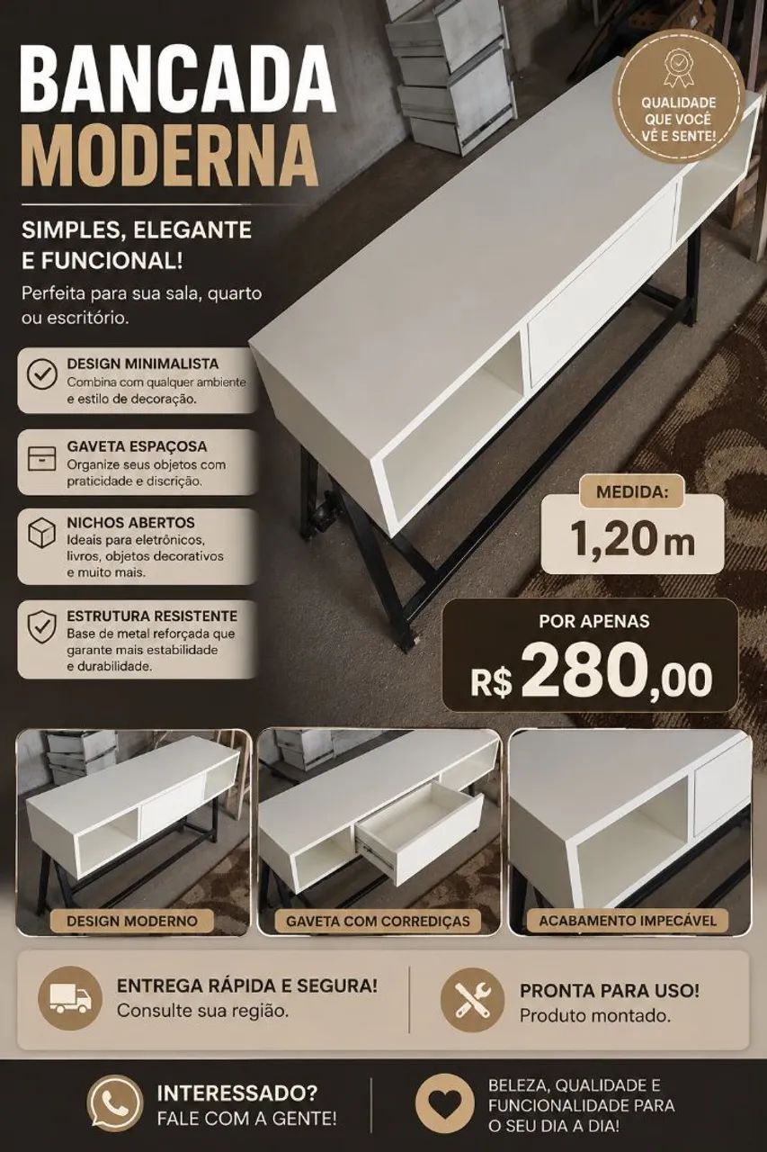 Bancada com 1 gaveta 