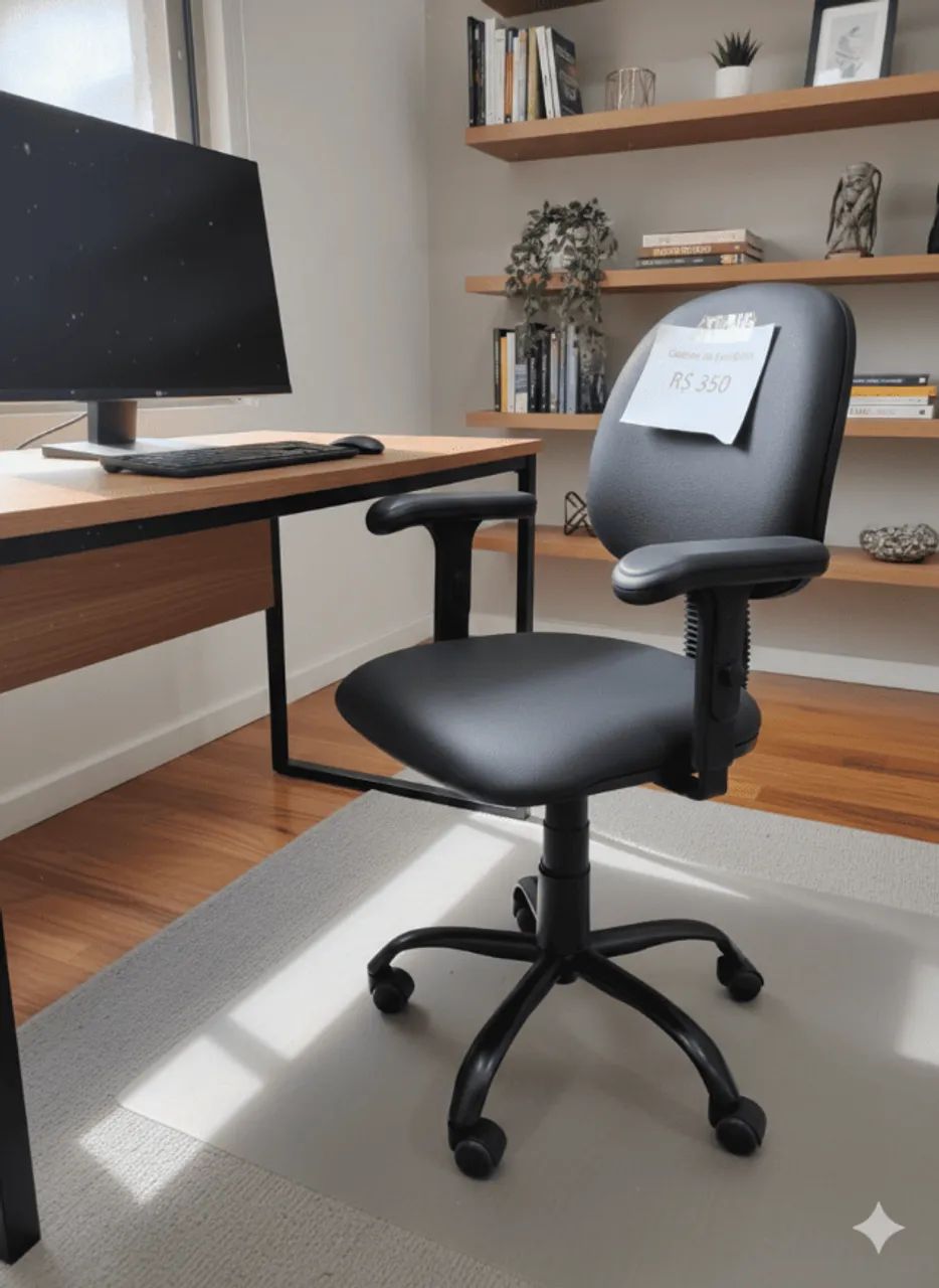 Cadeira de Escritório Giratória com Braços - Pronta Entrega e Ótimo Estado