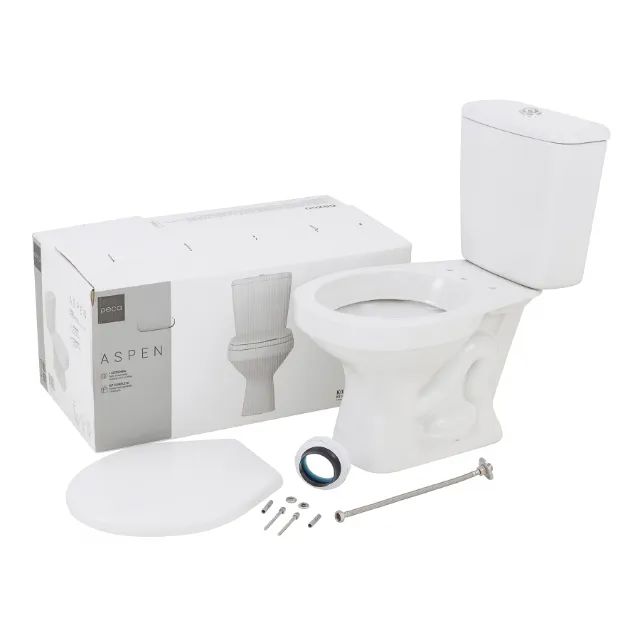 Kit Vaso Sanitário com Caixa Acoplada e Assento Branco Duplo Acionamento 3/6L 