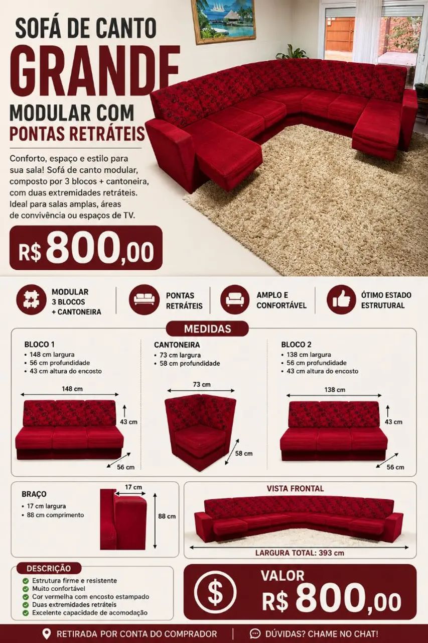 Sofá modular de canto 