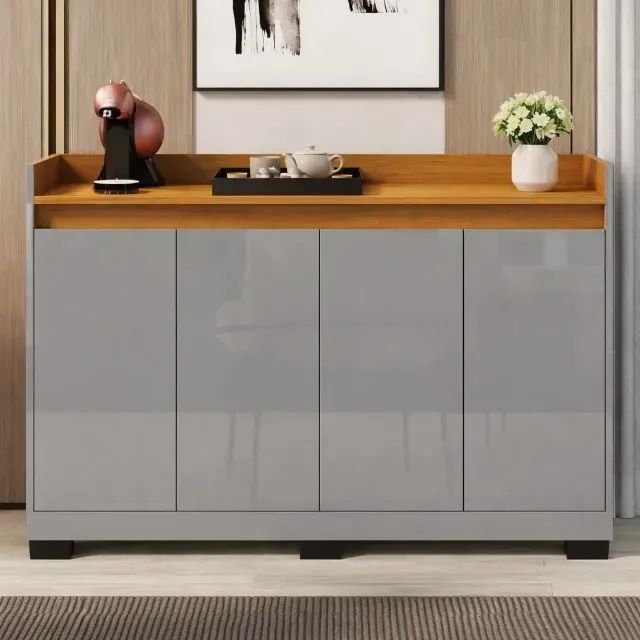 Oferta! Buffet Real com 4 portas Cinza/Mel