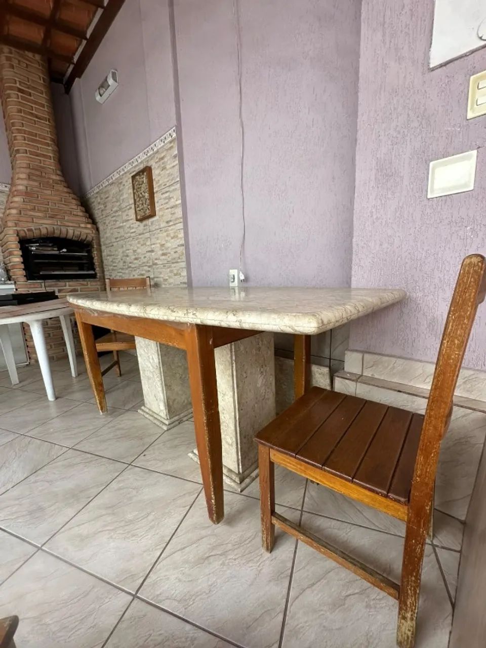 Mesa mármore marta rocha(sem cadeiras) 1,90 x 0,90 - Foto 3