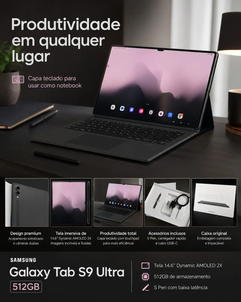 Tablet Samsung Galaxy Tab S9 Ultra Grafite 512gb (usado) - Foto 3