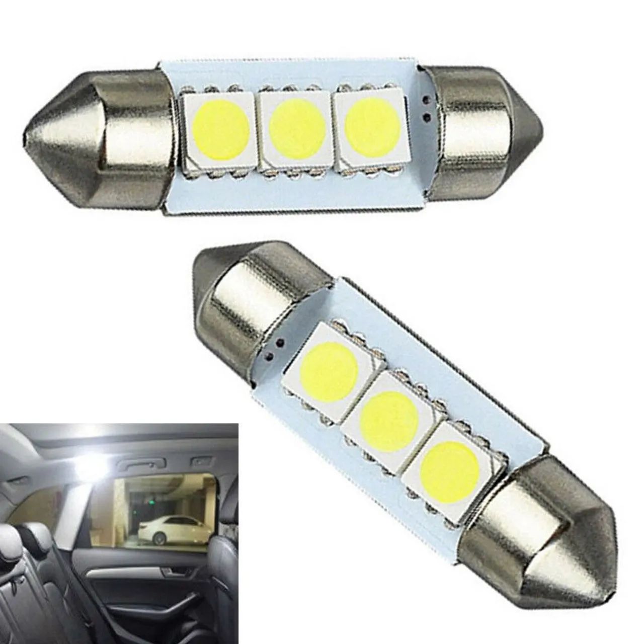 Kit 14 led luz branca variados para interna do veículo, placa, quebra sol, teto, teto - Foto 3