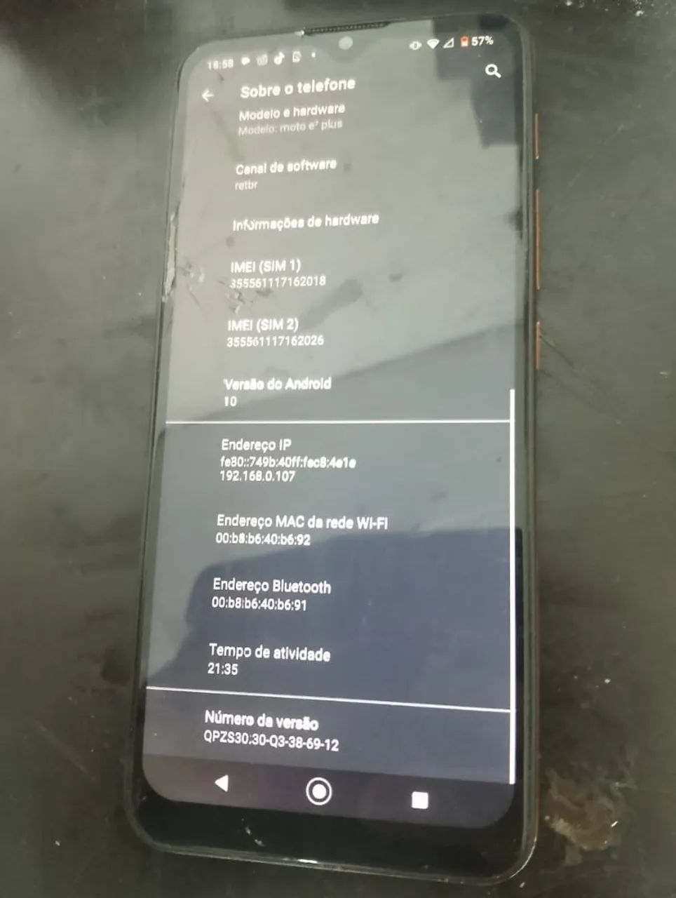 celular smartphone Moto E7 plus 64gb com trinco na tela mas funciona perfeitamente 