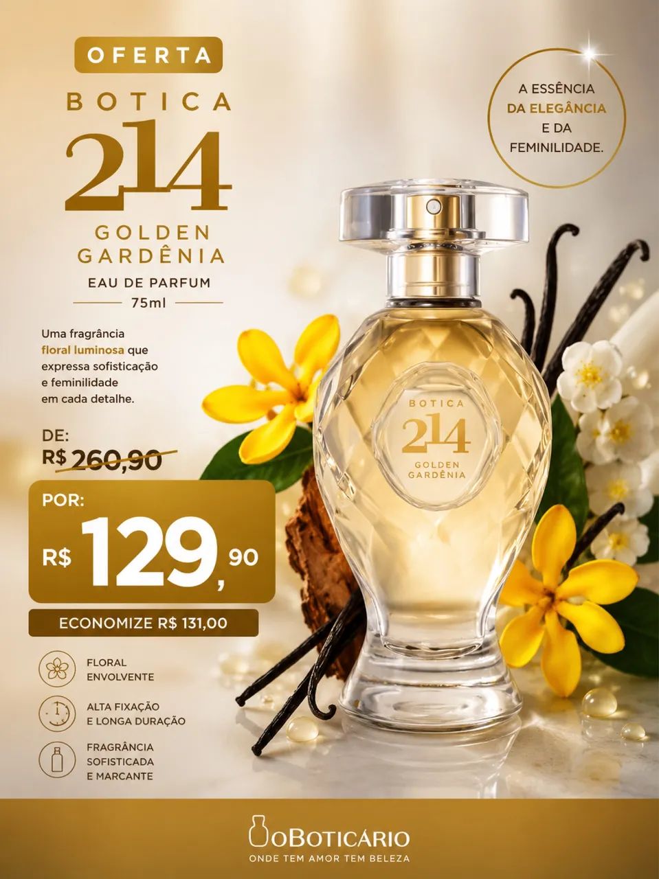 Botica 214 Golden Gardênia Eau De Parfum 75ml