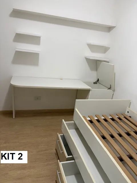 Kit de 2 Bicama com gavetas com 2 mesas escrivaninha , 1  baú e 2 Gaveteiro de Cabeceira - Foto 2