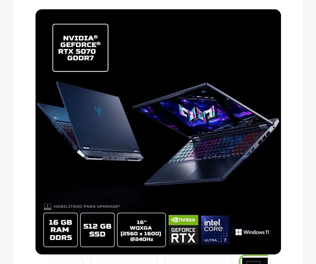 Notebook Gamer Acer Predator Helios neo 16 IA - Foto 5
