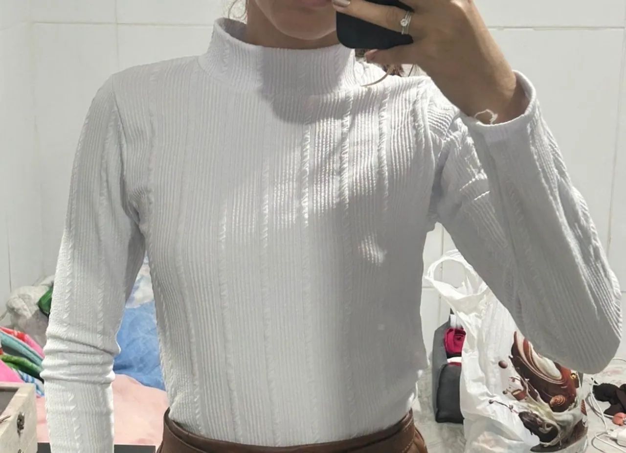 blusa de manga longa branca