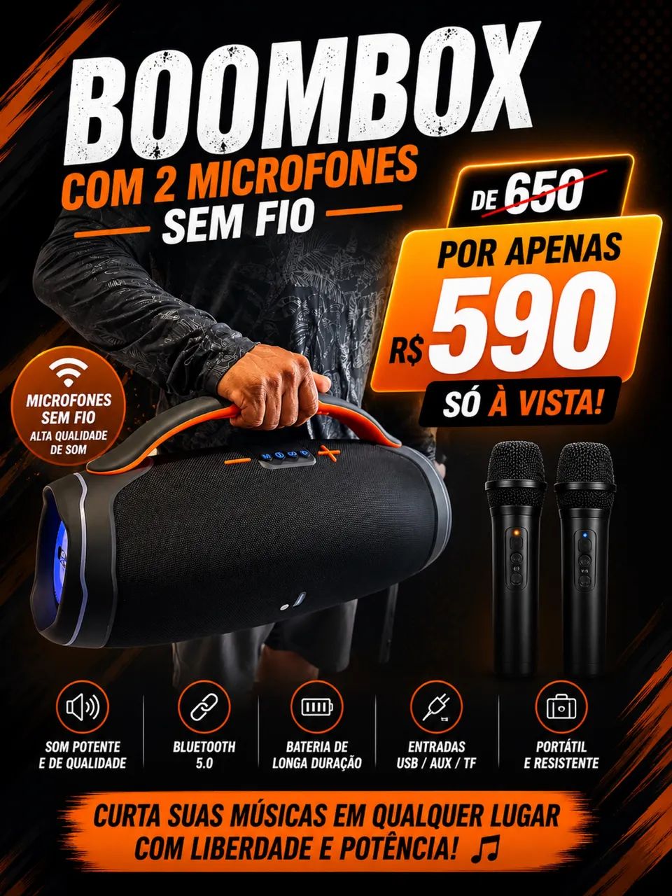 Som Bluetooth boombox  - Foto 3