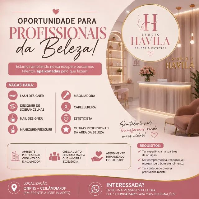 OPORTUNIDADE PARA PROFISSIONAIS DA BELEZA