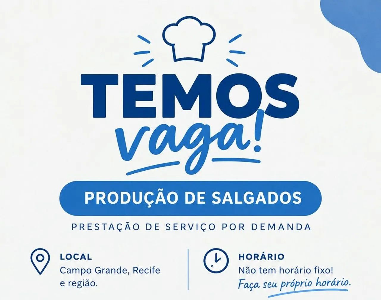 Vaga para Produção de Salgados em Campo Grande 