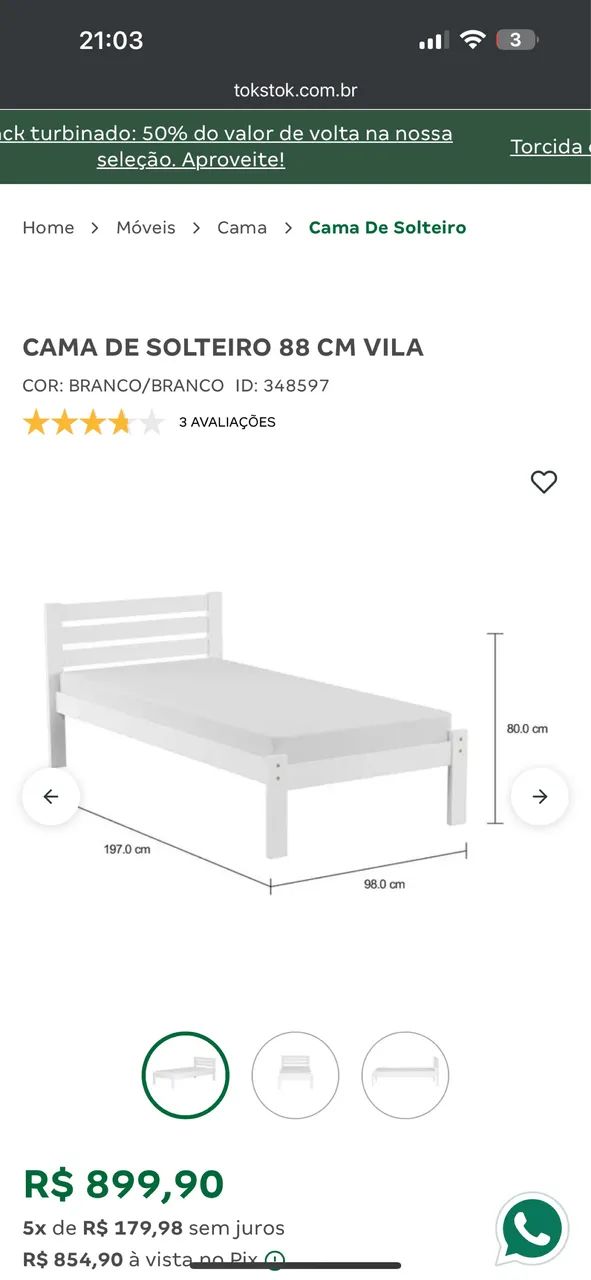 Cama de a solteiro  Tok Stock - Foto 2