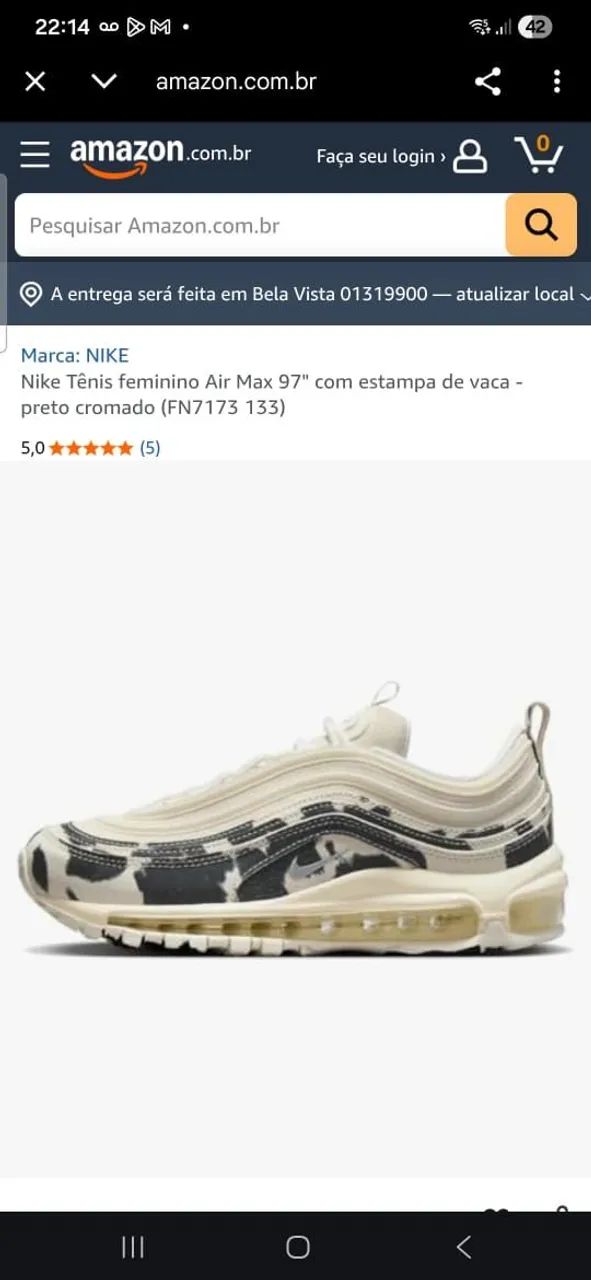 Nike Air Max 97 feminino com estampa de vaca