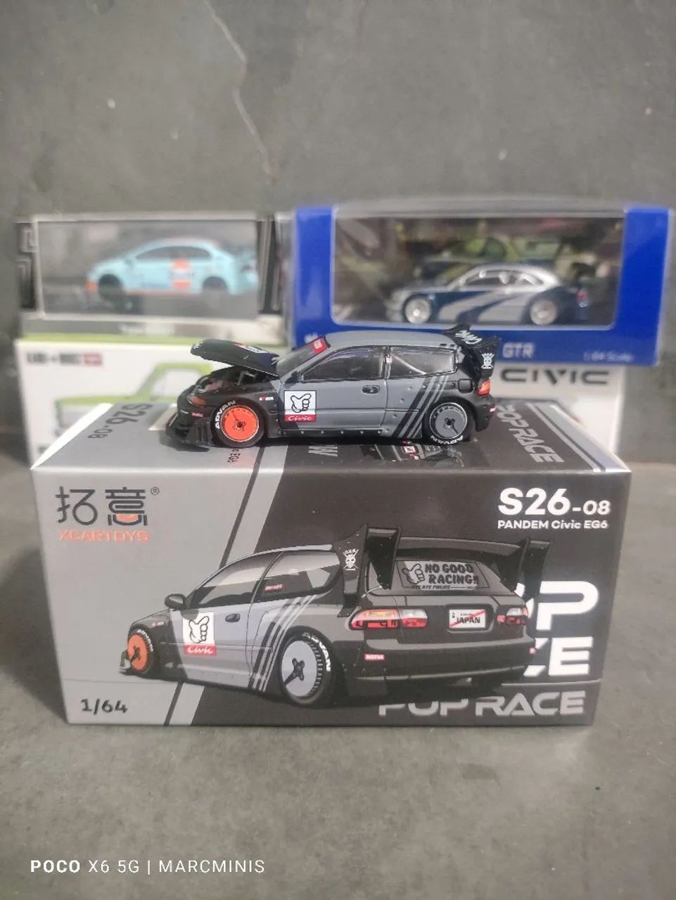 1/64 ポップレースPANDEM CIVIC EG6 3台セット Miniatura Honda Civic Pandem EG6 - Pop Race - 1:64 - Hobbies e