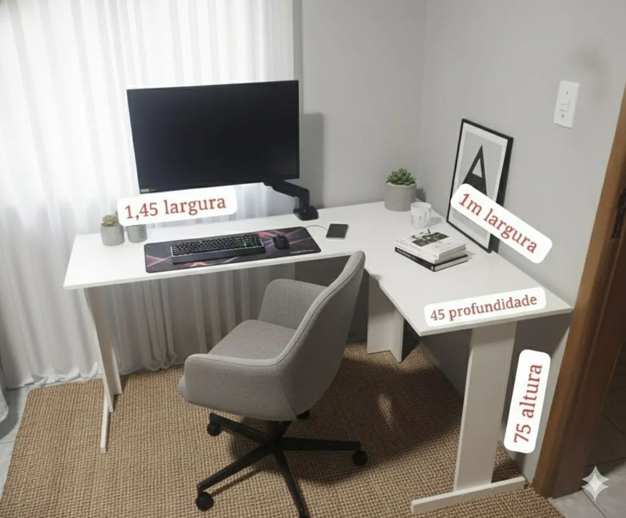 Mesa em L Simples frete grátis!