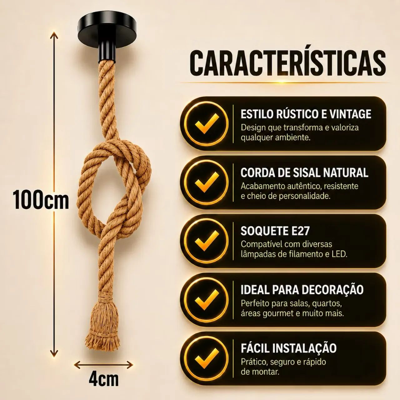 Luminária de corda 