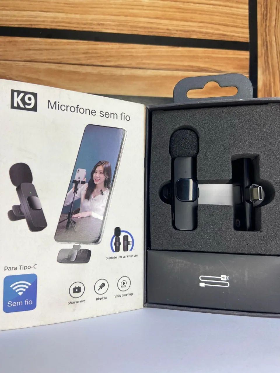Microfone de lapela duplo Tipo C 