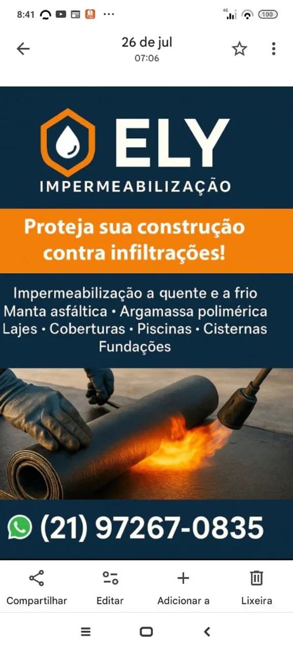 Não sofra mais com infiltrações e vazamentos!! Ely Impermeabilização tem a solução.