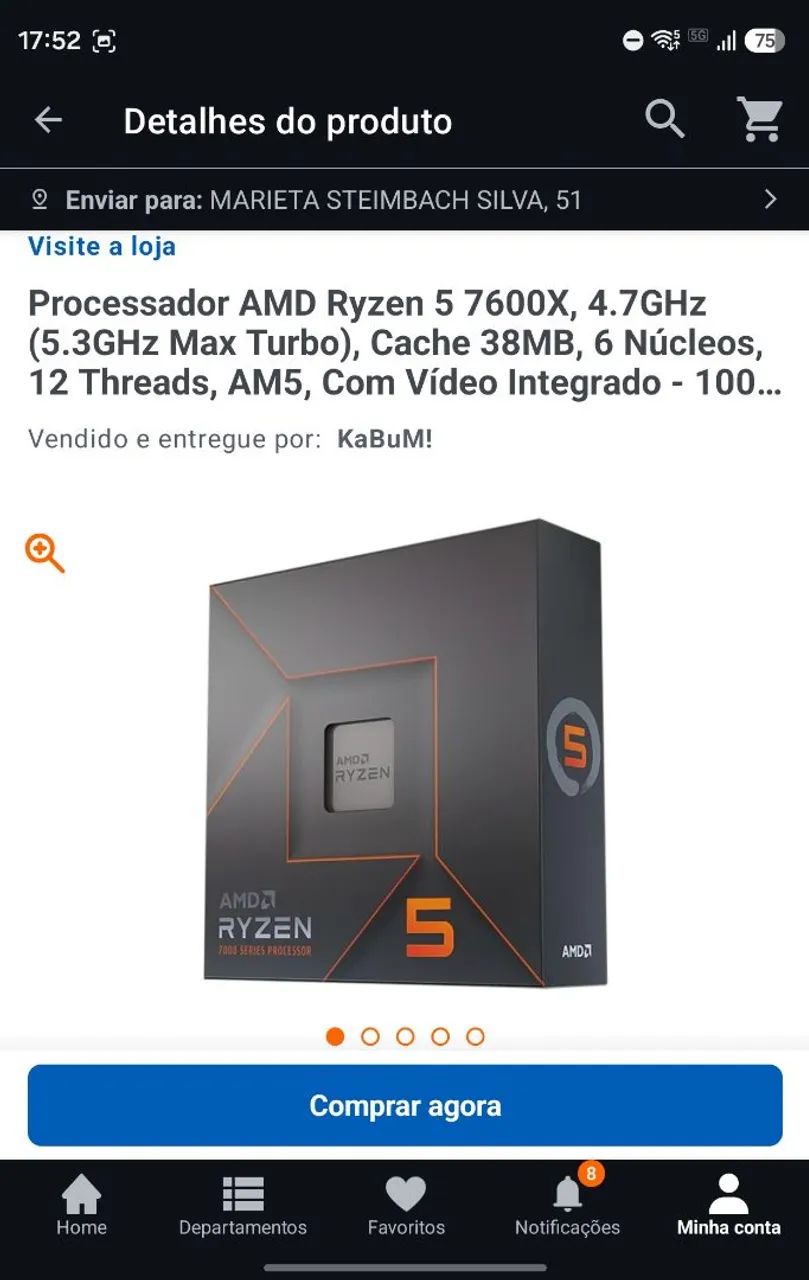 Processador AMD RYZEN 5 7600X