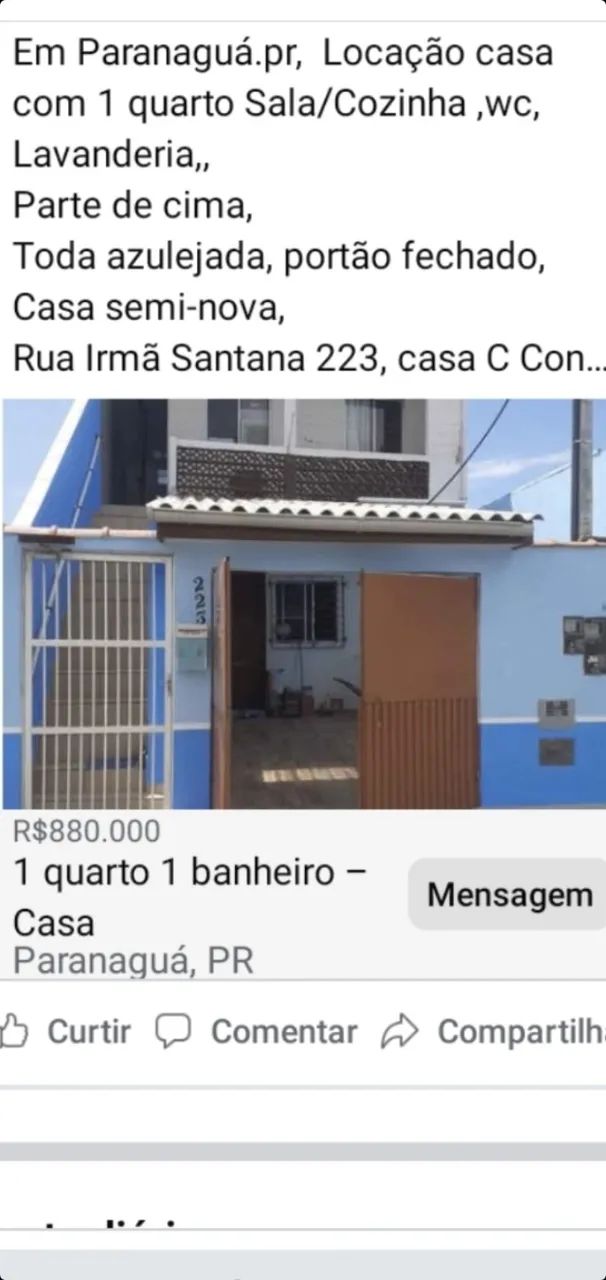 Aluguel Casa em Paranagua