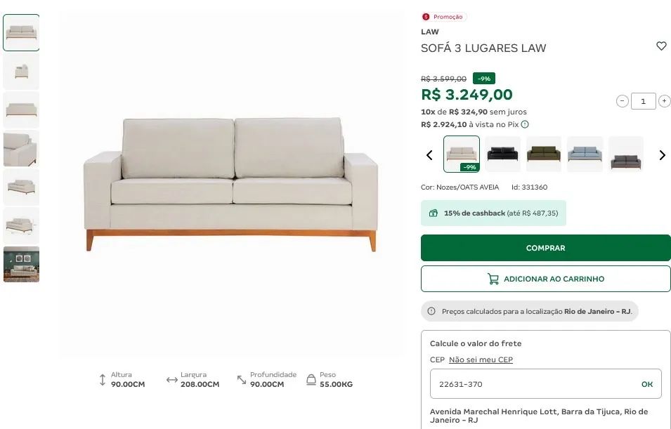 Sofá Tokstok luxo