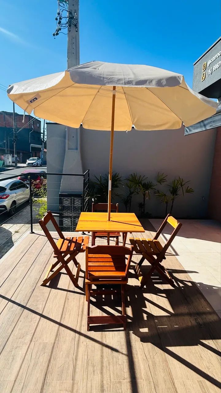 Conjunto de mesa com 4 cadeiras, guarda-sol  - Foto 2