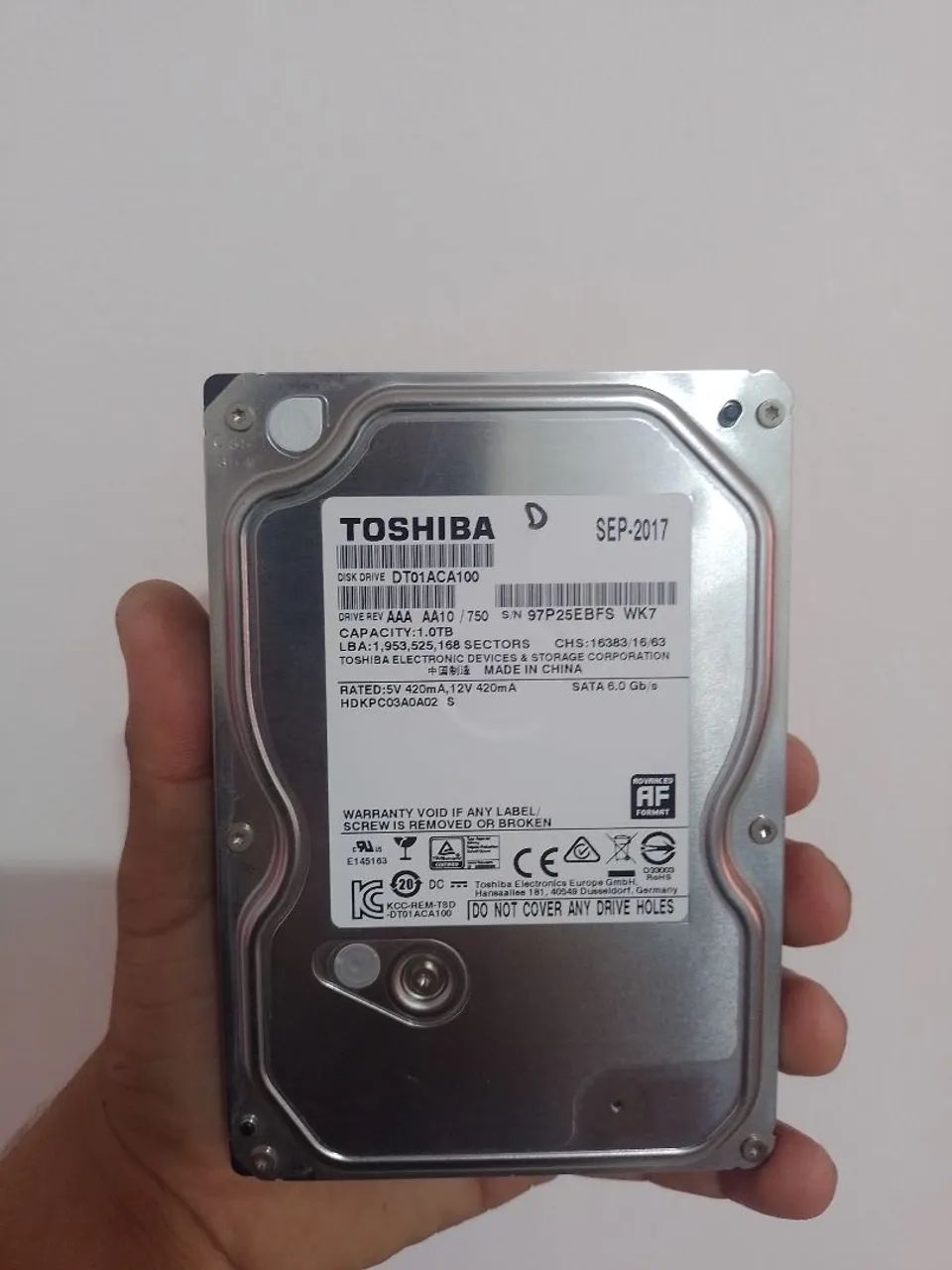 HDD - 1TB / Saúde 100% em Perfeito Estado - Armazenamento