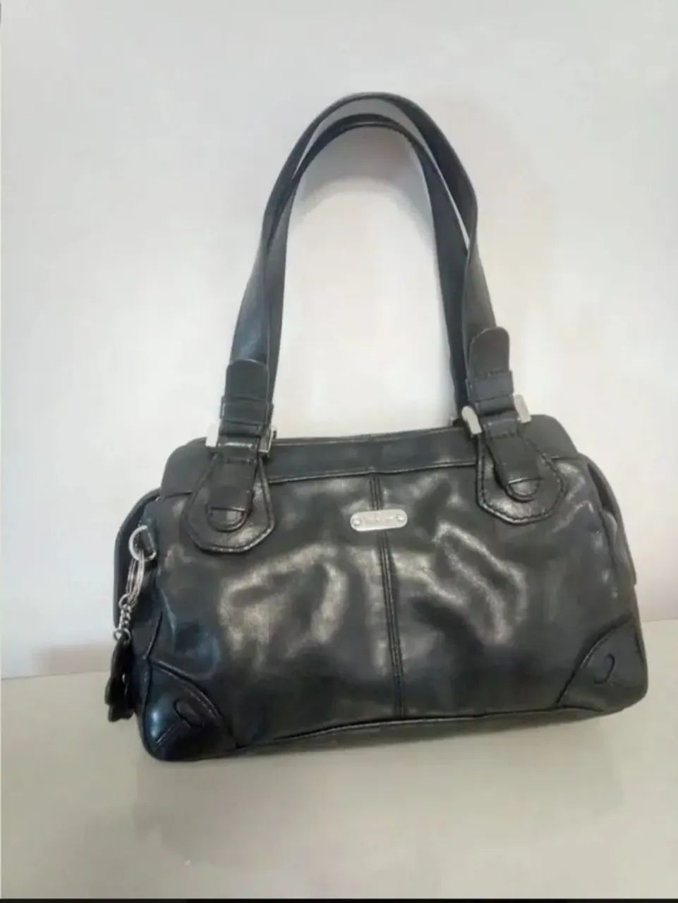 Bolsa Kipling Original de Couro Preta