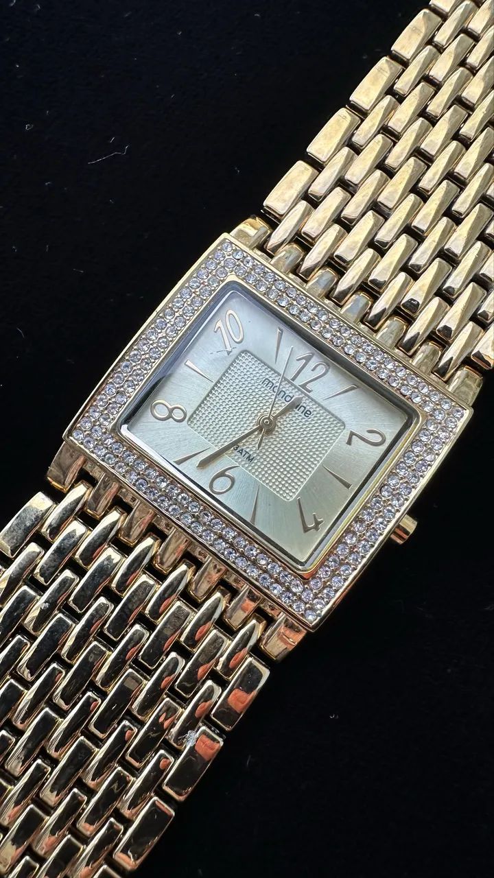 Relógio Mondaine Dourado Strass - Foto 4