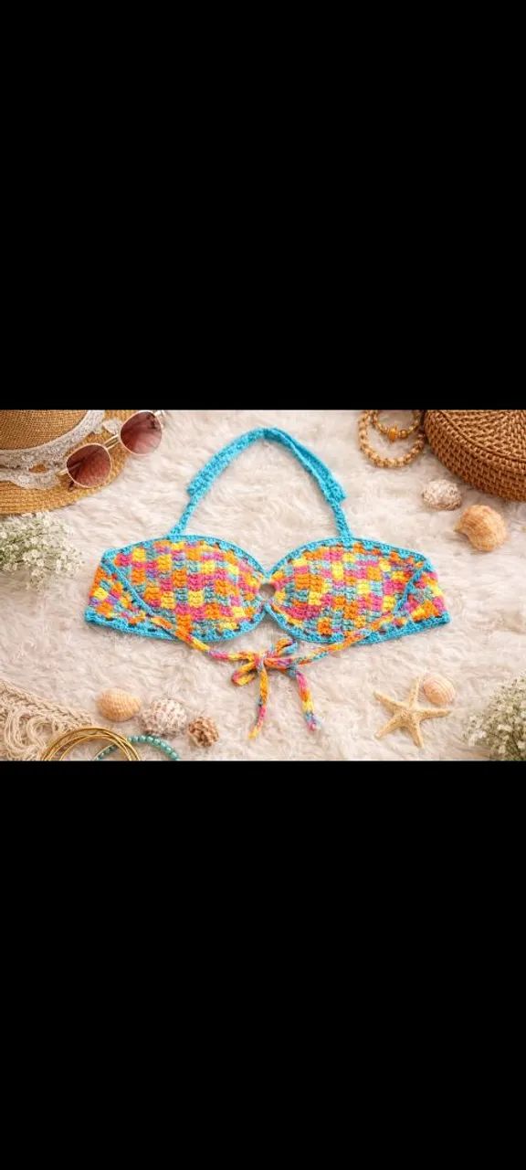 Top de crochê color  - Foto 2