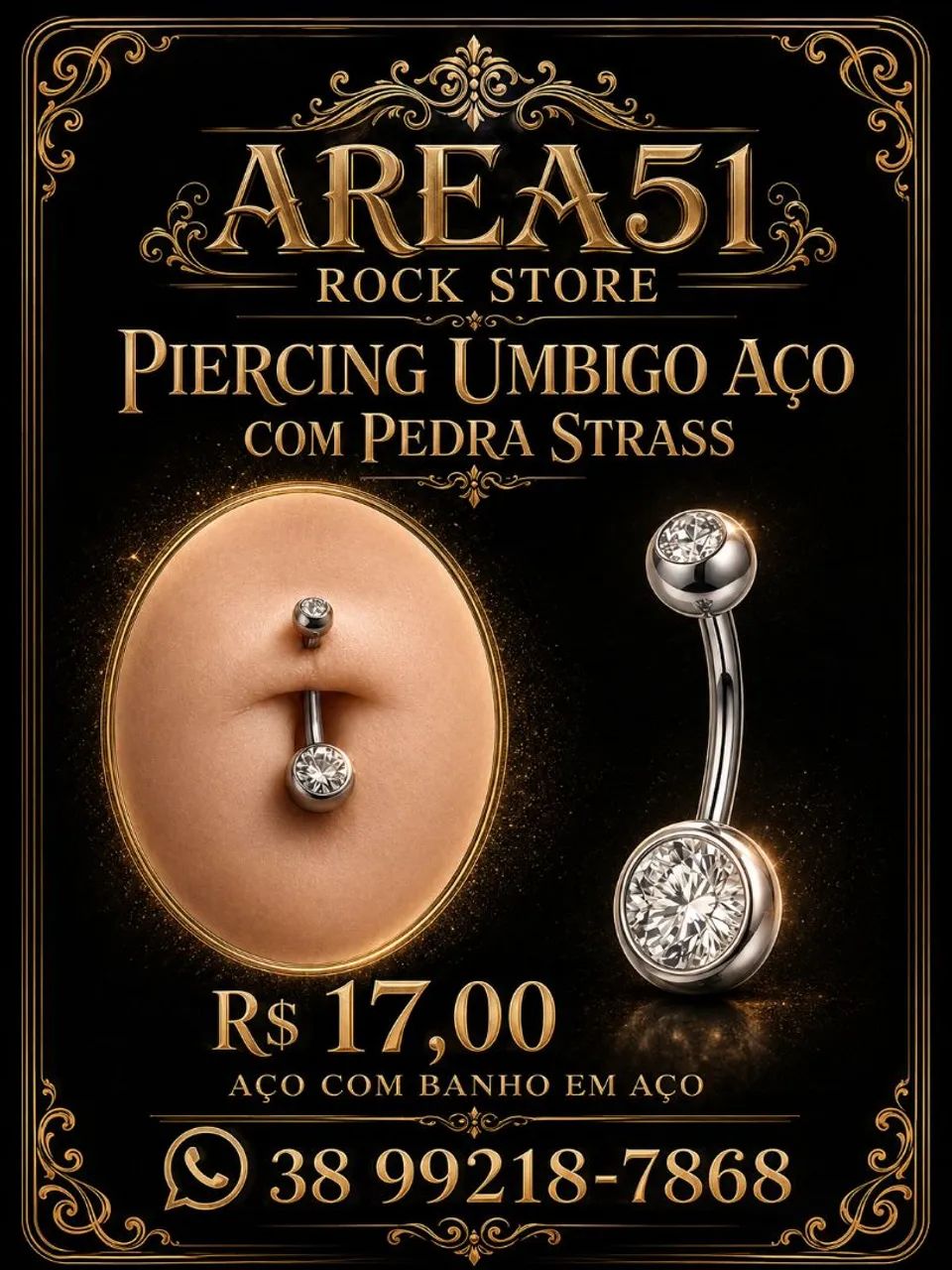 Piercing umbigo aço cirúrgico strass  - Foto 2