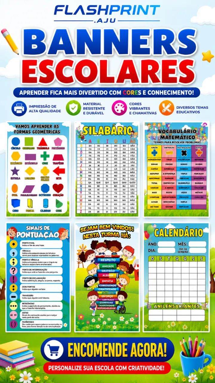 Banners Escolares - Alta Qualidade e Entrega Rápida! - 70x50cm
