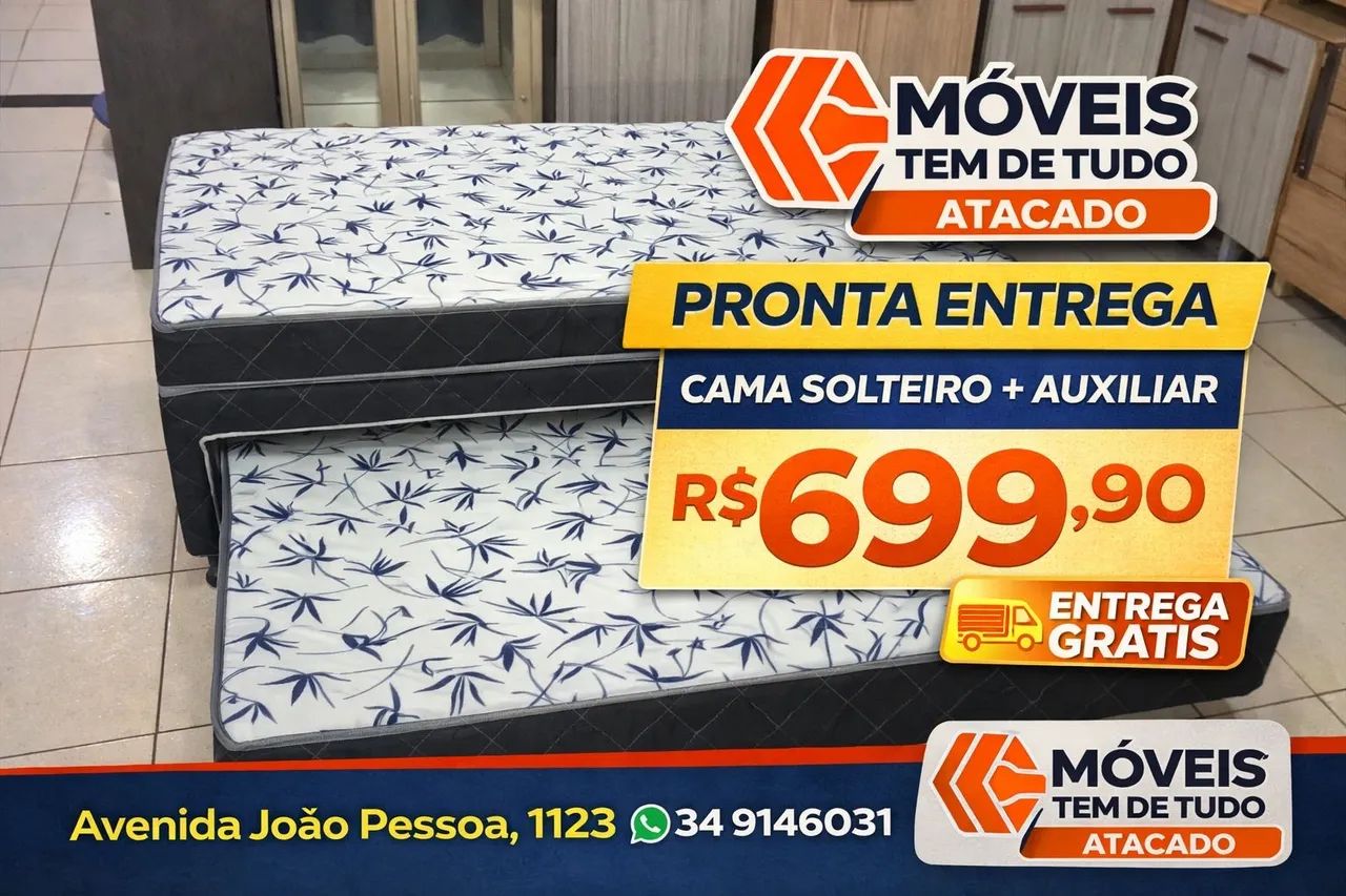 Grátis Oferta Imperdível! Cama Solteiro com Auxiliar Pronta Entrega 