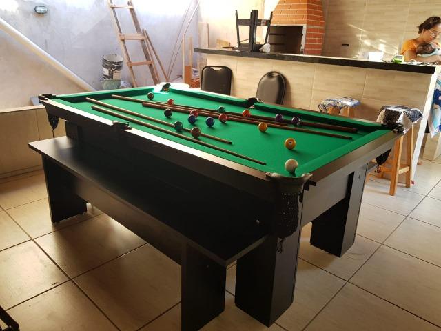 Mesa com 4 Pés | Mesa Preta | Tecido Verde | Modelo: FIDN7366 - Foto 3