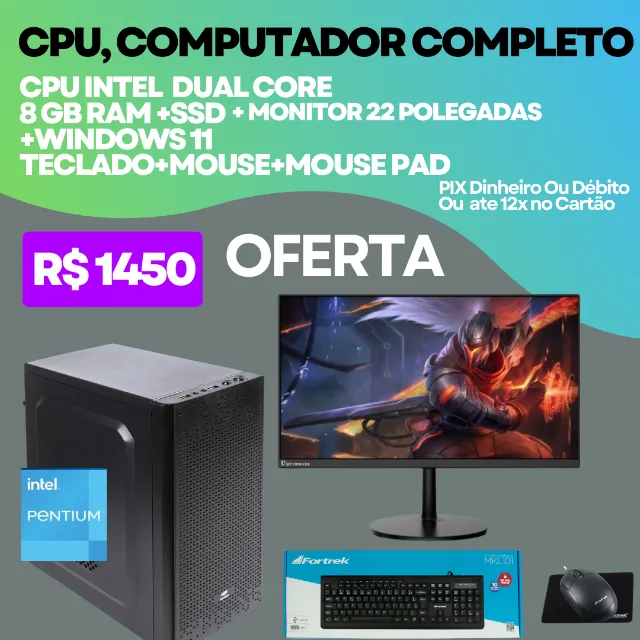 Cpu Computador Pc Gamer Barato Completo Amd - 8gb Ddr4 - Ssd