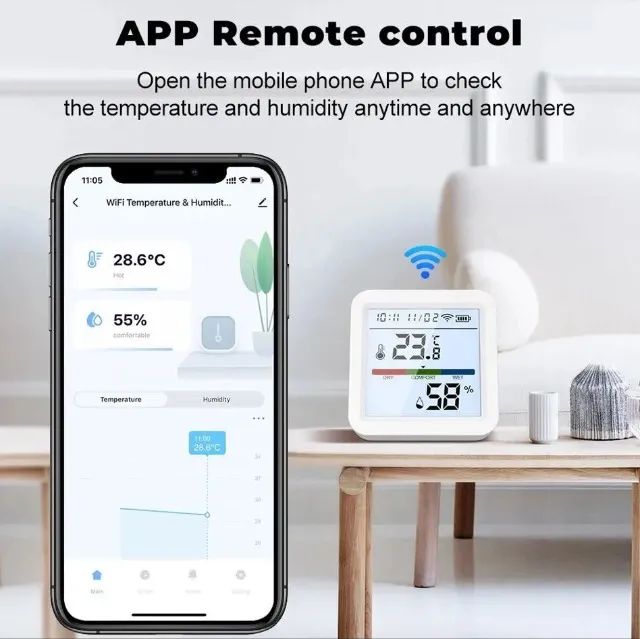 Higrômetro e Termômetro Tuya WiFi Temperatura e Umidade Casa Inteligente Alexa COD-AM583   - Foto 2