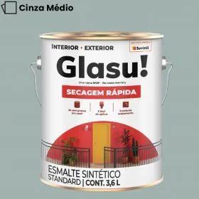 Esmalte Brilhante Secagem Rápida Cinza Médio 3,6L Glasu!