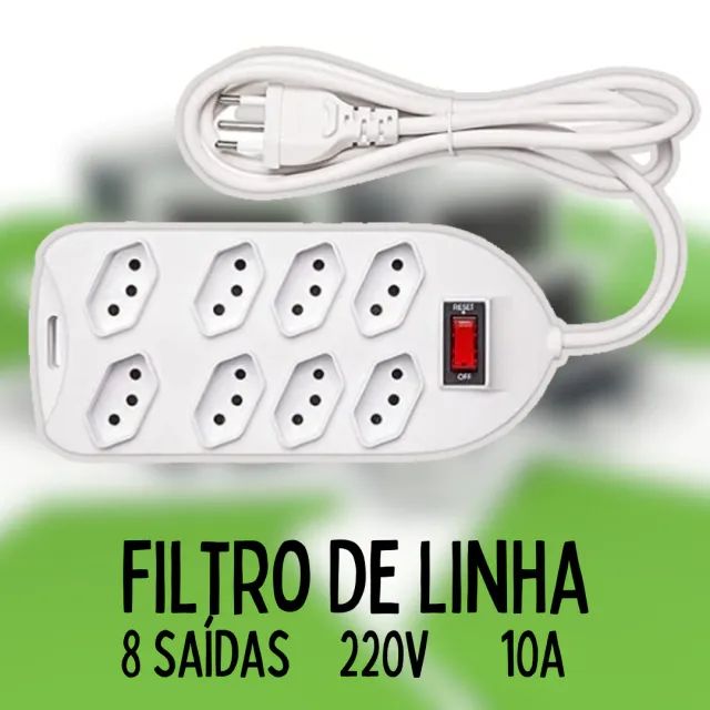 extensão elétrica 8 tomadas bivolt universal régua cabo 1,5 _ cs557