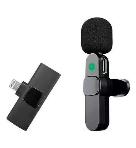 Microfone Lapela Sem Fio para iPhone Lightning Recarregável