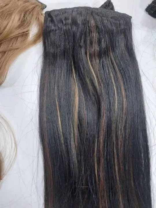 2 Telas duplas  cabelo bio humano morena iluminada. - Foto 2